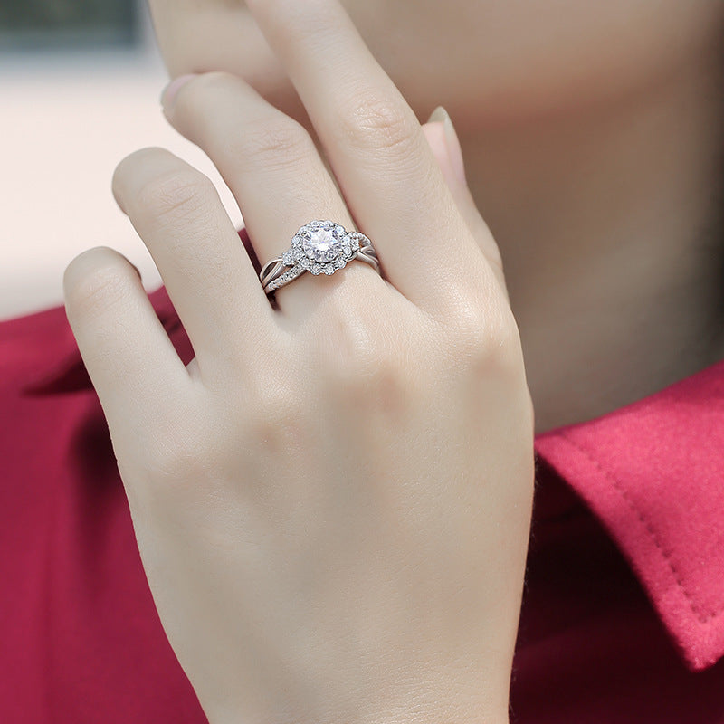 1 Carat Moissanite Halo Ring