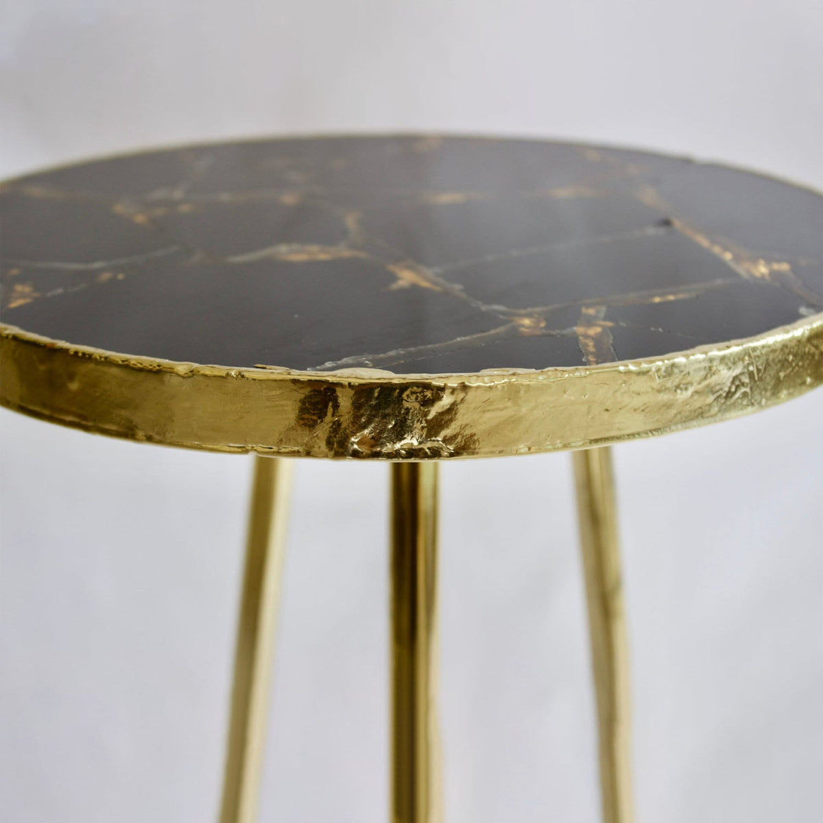 Gold Sparkle Black Agate Side Table, Round Top, picture 3 of 6