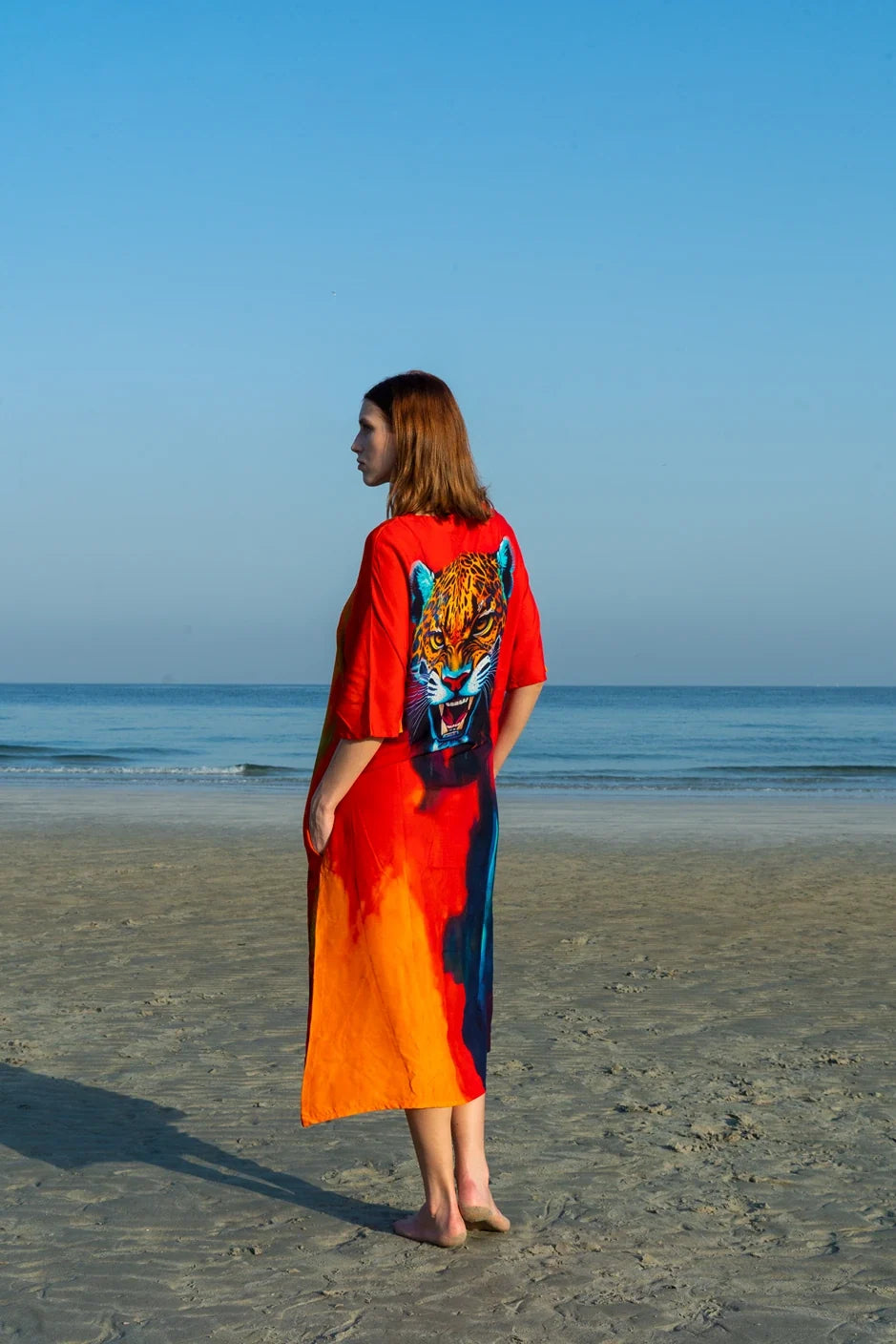 Roar Tiger Animal Print Abstract Kaftan Dress
