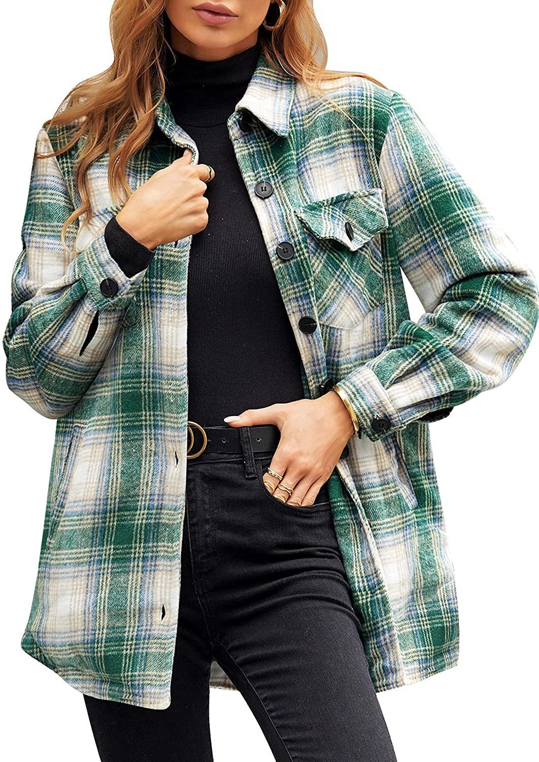 Women’s Oversized Check Shirt Jacket, picture 5 of 6