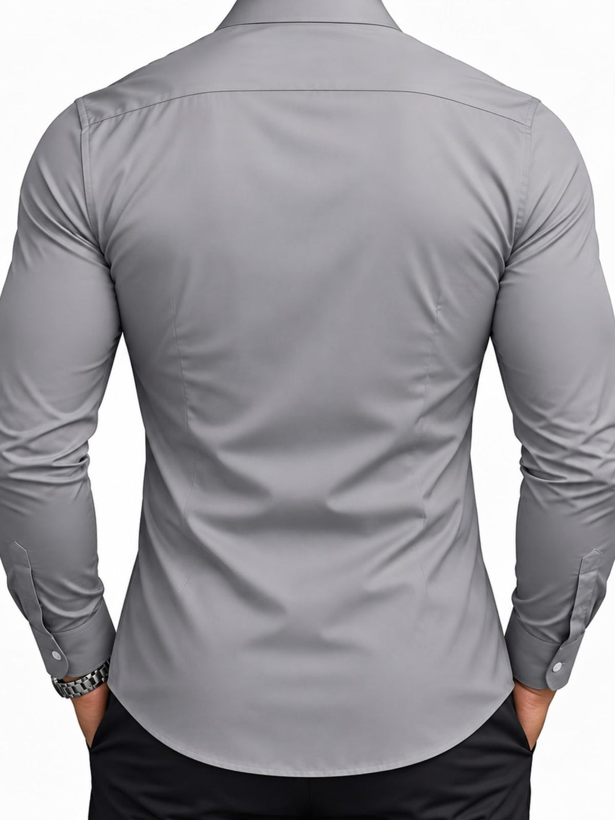 قميص رجالي بأكمام طويلة وأزرار أمامية بقصّة ضيقة (Slim Fit) – حتى 3XL, picture 8 of 8