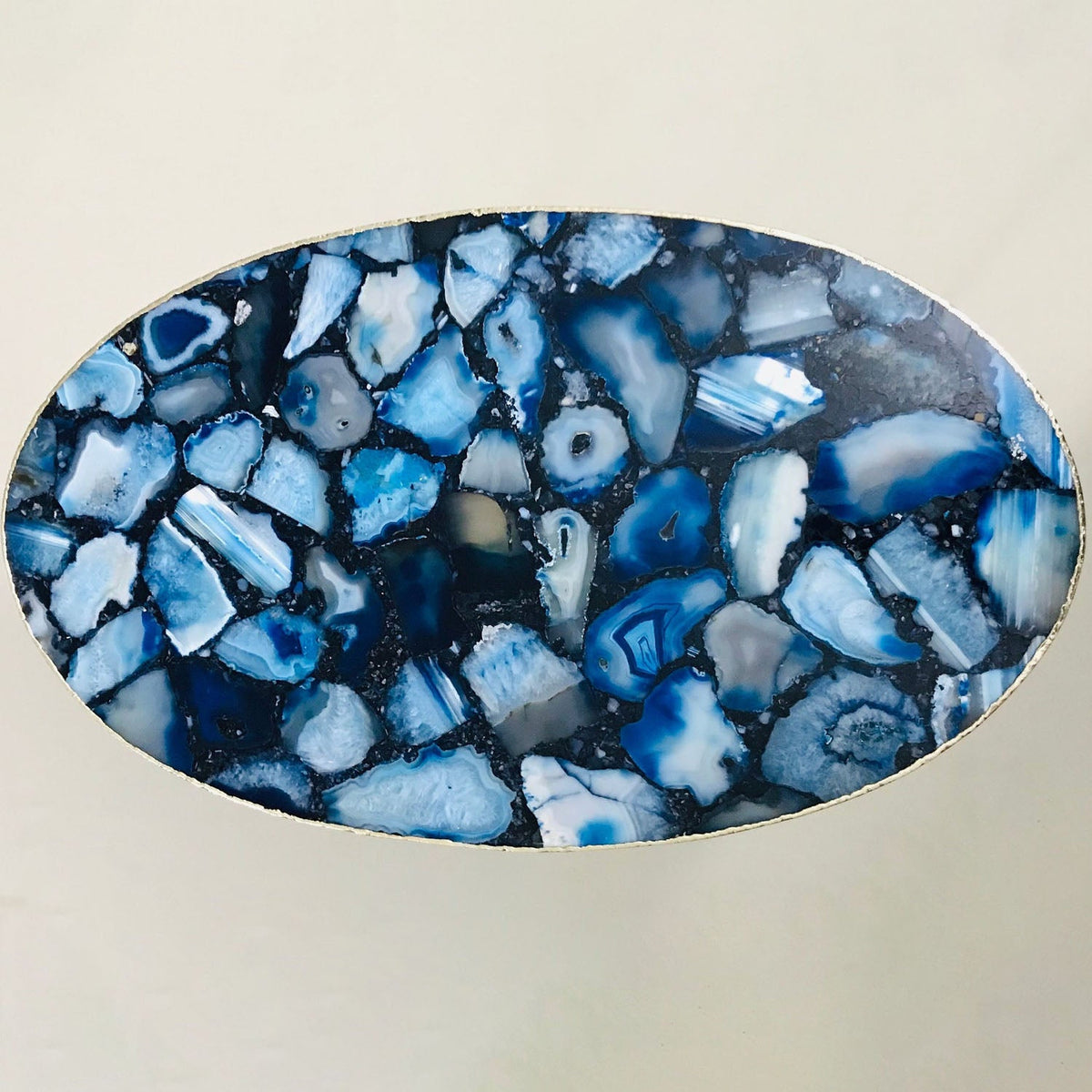 Blue Agate Oval Coffee Table, 24 x 14 Inch, picture 6 of 6