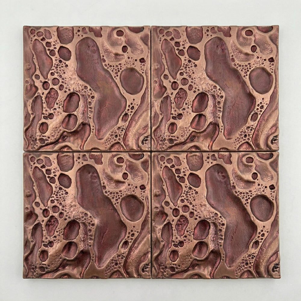 Blush Pink Cosmic Crater Metal Wall Tiles, 6 x 6 Inch