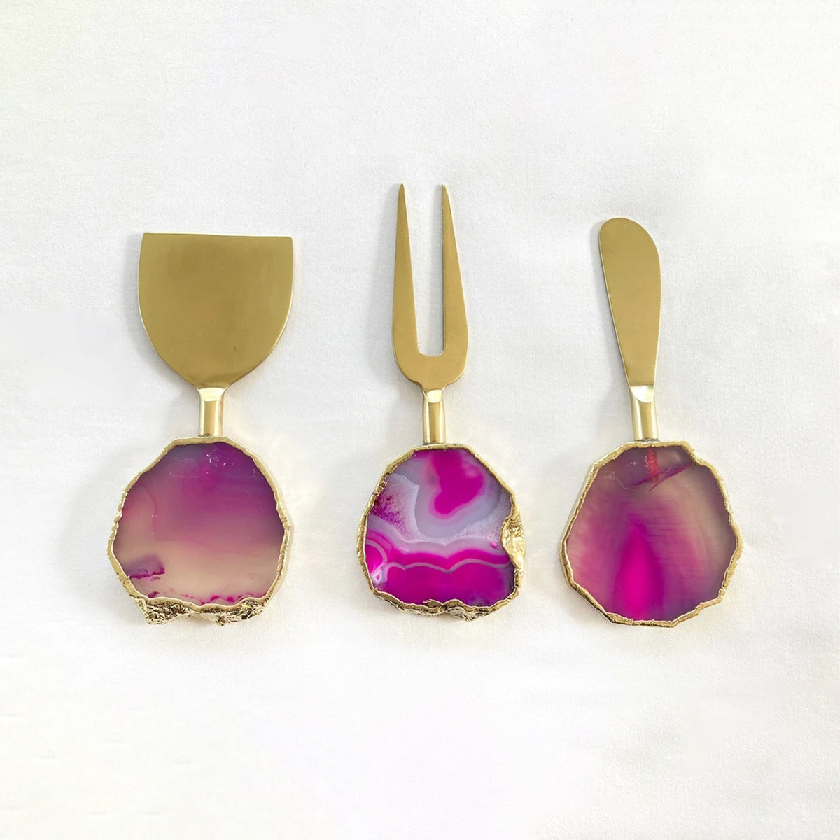 Pink Agate Cheese Knives with Round Handles, picture 2 of 4