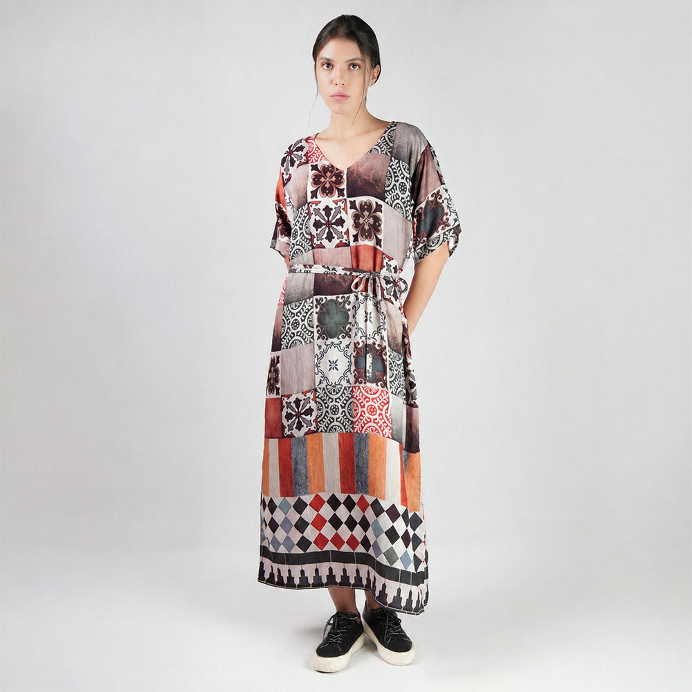 Celestial Tesserae Mosaic Print Long Dress