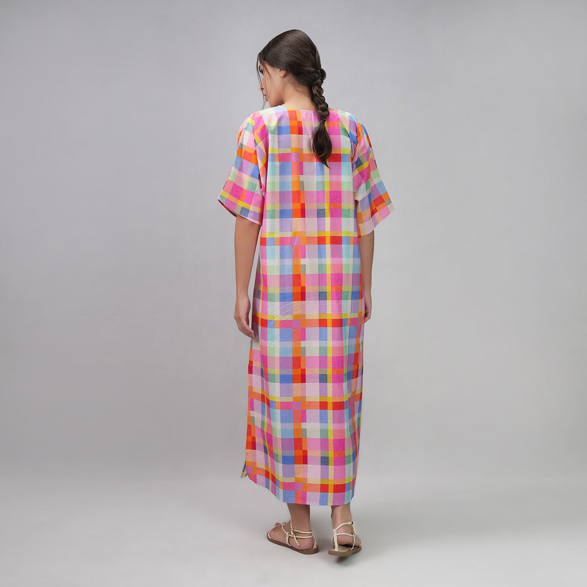Palette Picnic Long Kaftan Dress with Side Slit, picture 3 of 6
