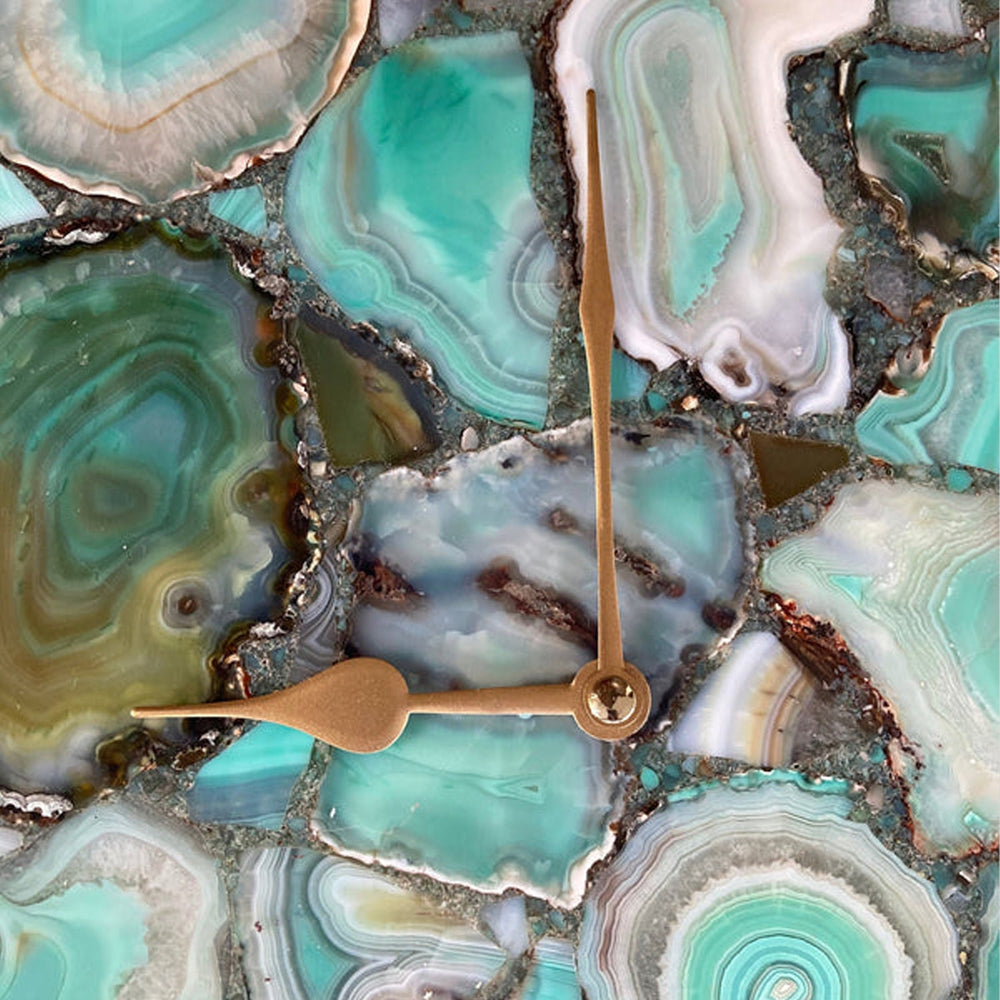 Green Agate Natural Edge Wall Clock, 10 x 15 Inch-1