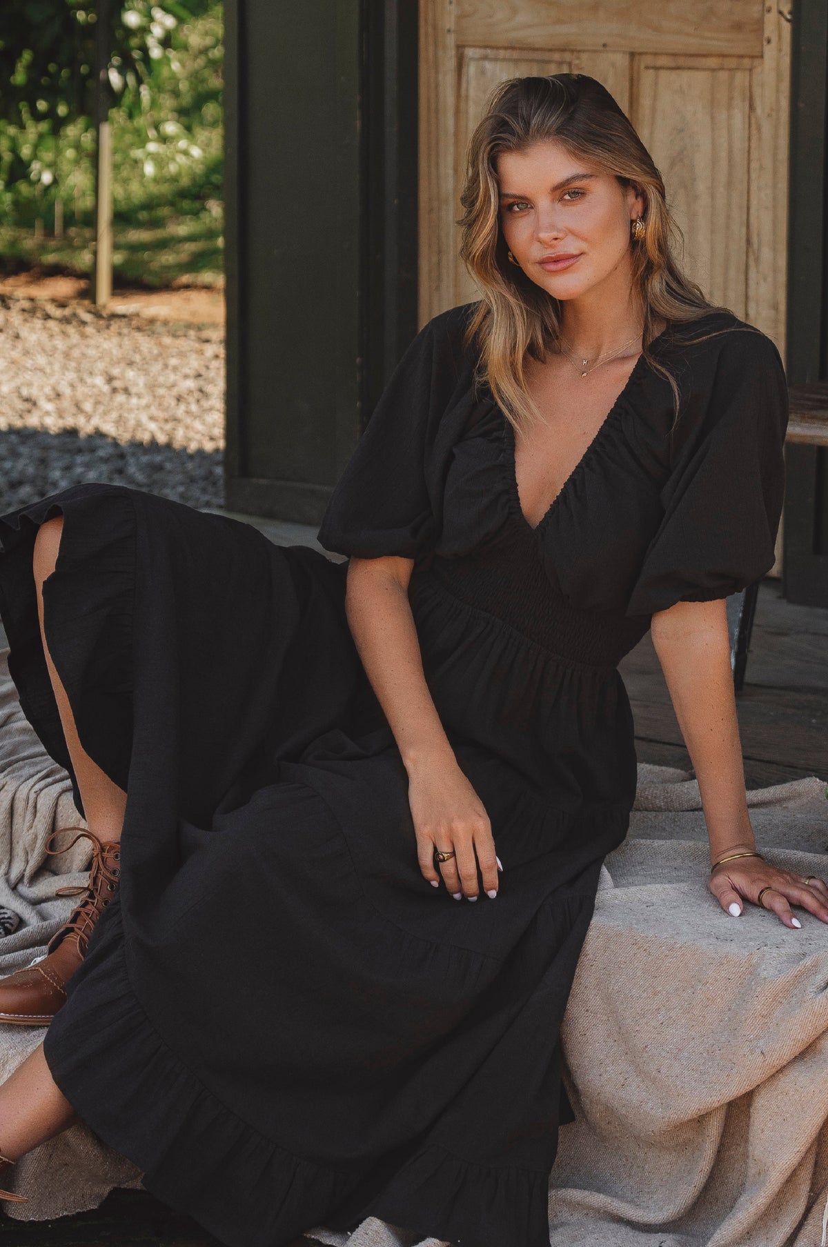 Lucienne Smocked Linen Maxi Dress, picture 4 of 8