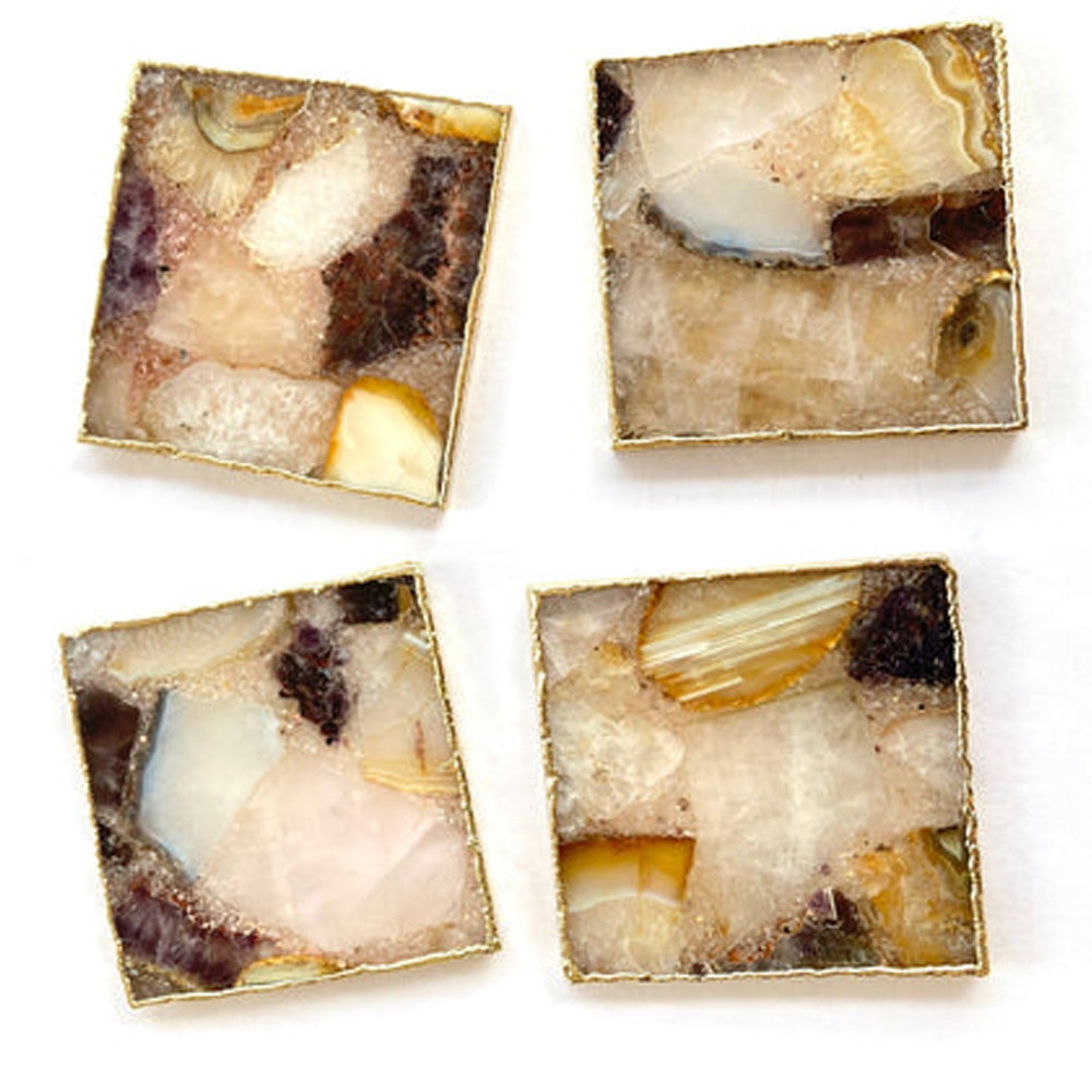 Raw Mixed Agate Square Coasters