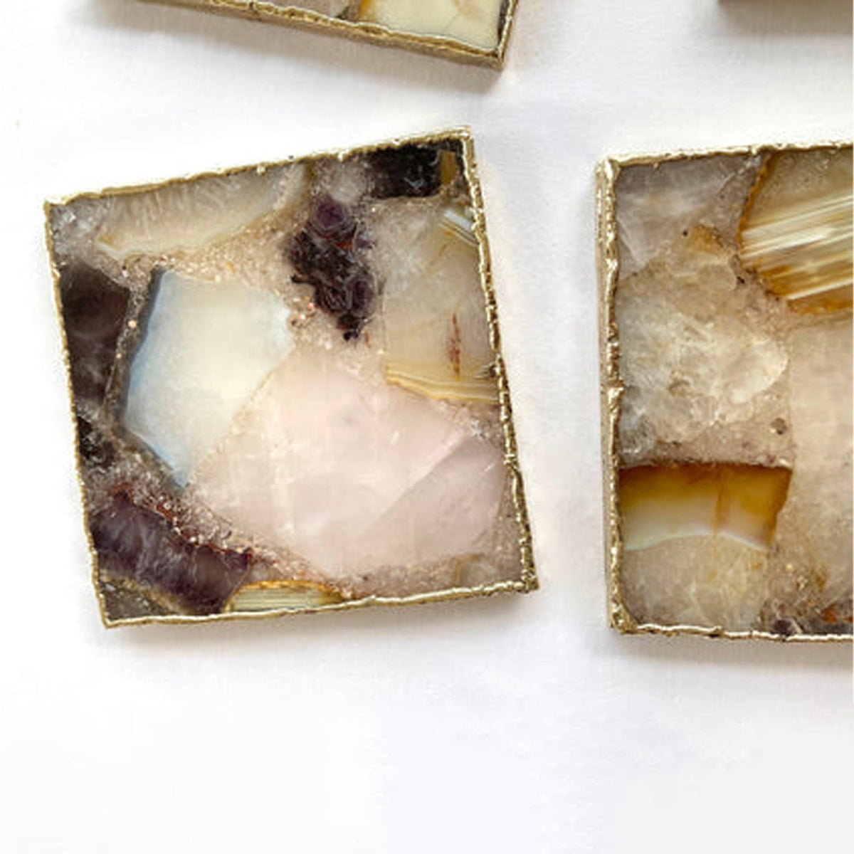 Raw Mixed Agate Square Coasters, picture 3 of 6
