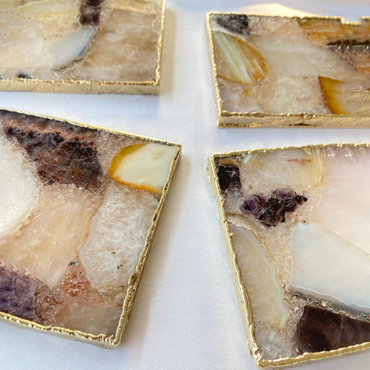 Raw Mixed Agate Square Coasters, picture 4 of 6