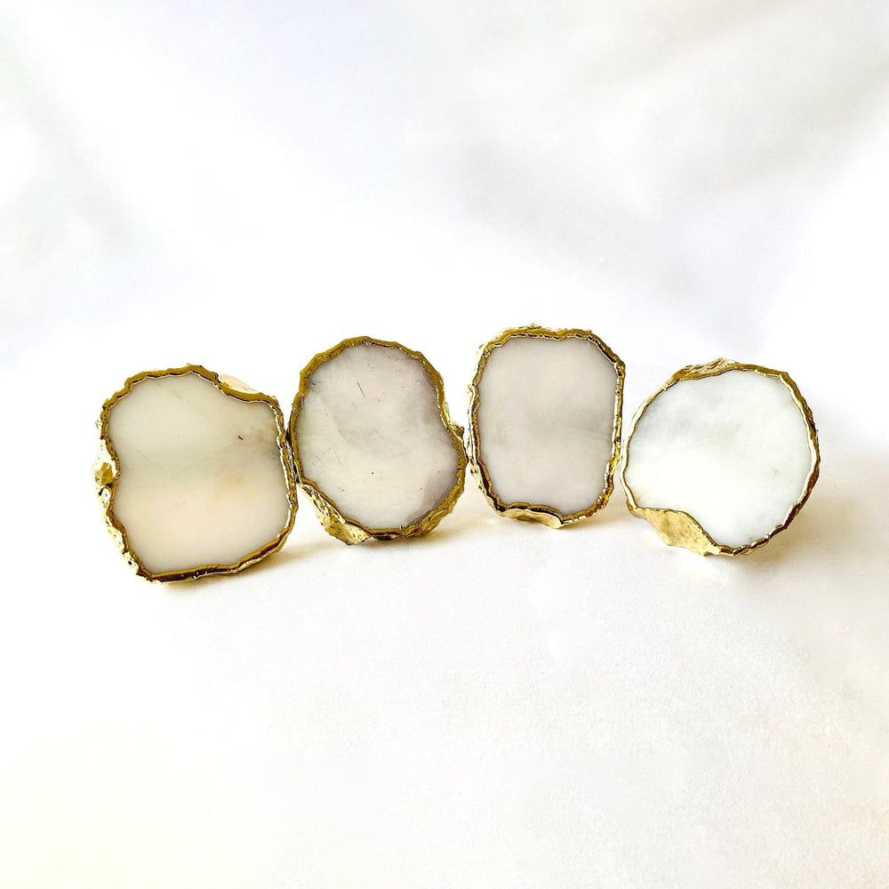 White Agate Slice Napkin Rings