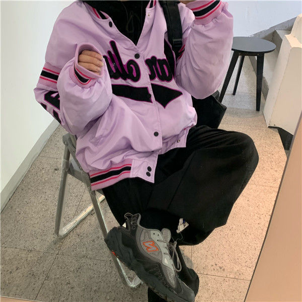 Loose Harajuku Letter-Print Jacket, picture 1 of 8