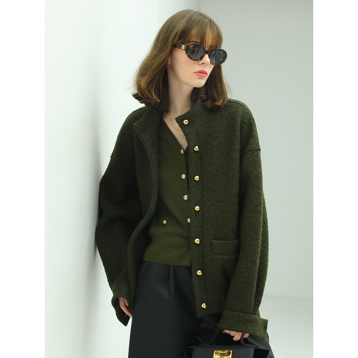 Classic Green Wool Coat, picture 2 of 5