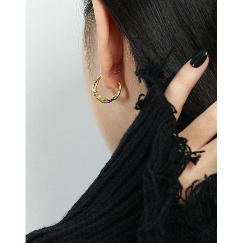 Sculptural Double-Loop Hoop Earrings, picture 4 of 7