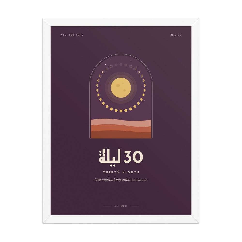 Thirty Nights Framed Poster, White frame, 46 × 61 cm