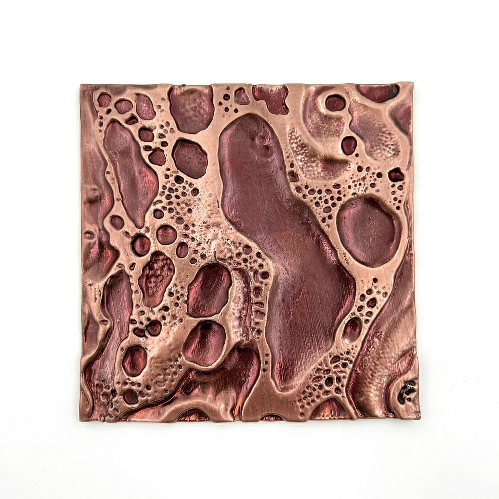 Blush Pink Cosmic Crater Metal Wall Tiles, 6 x 6 Inch