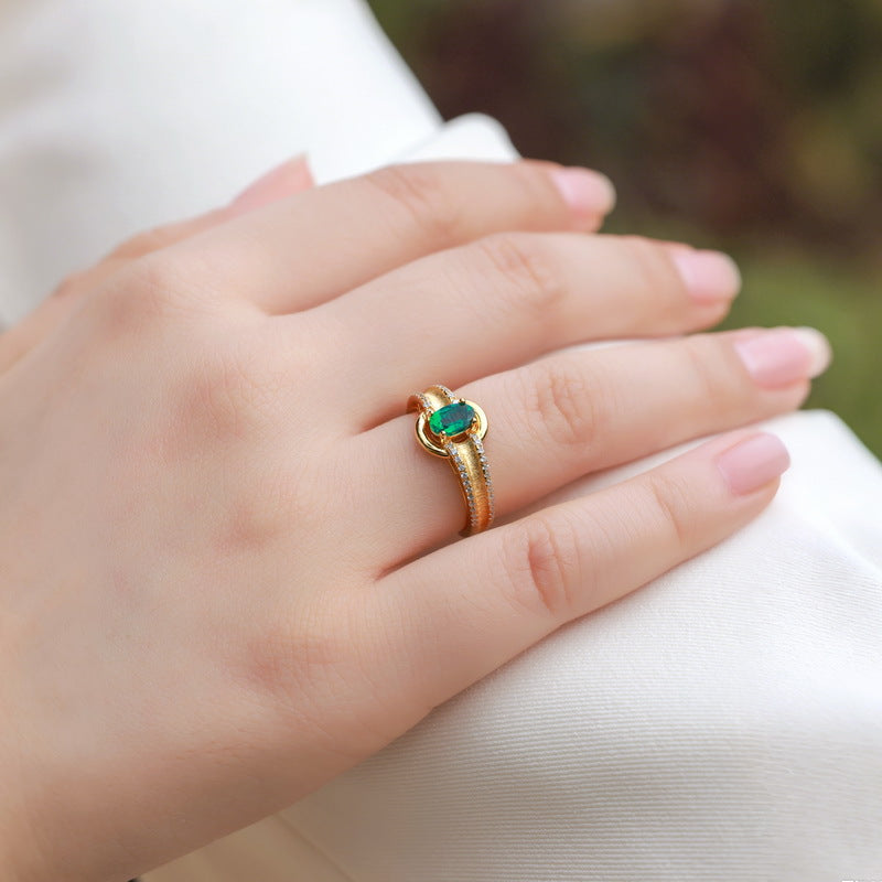 Emerald-Green Stone Ring