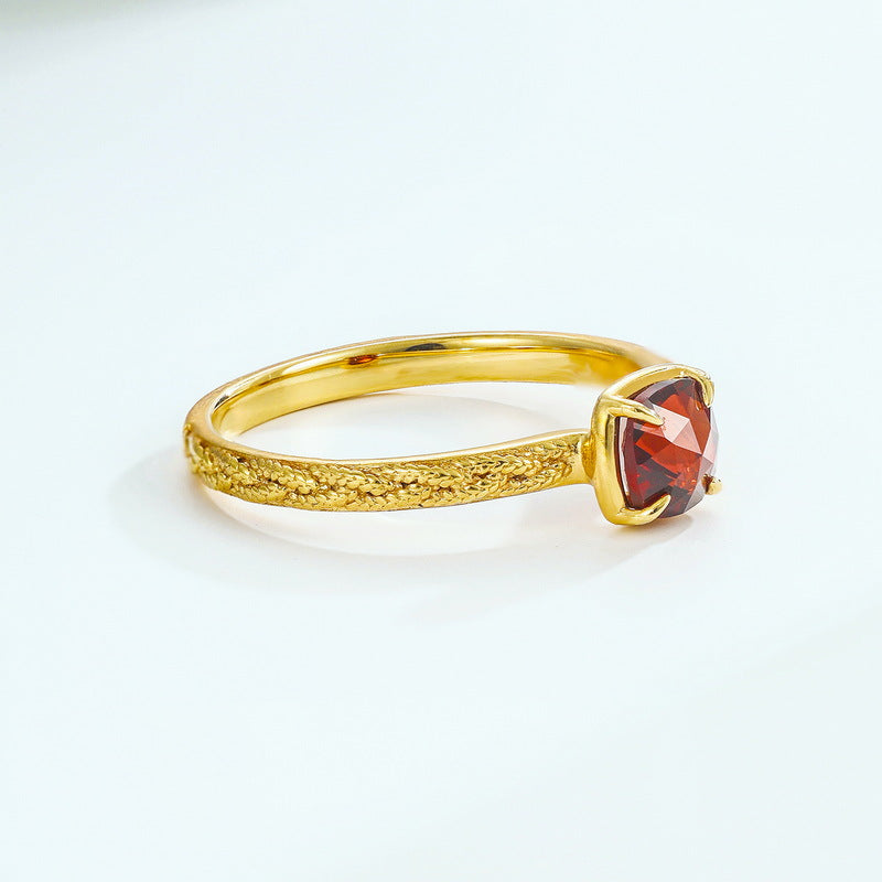Garnet-Red Solitaire Ring, picture 4 of 5