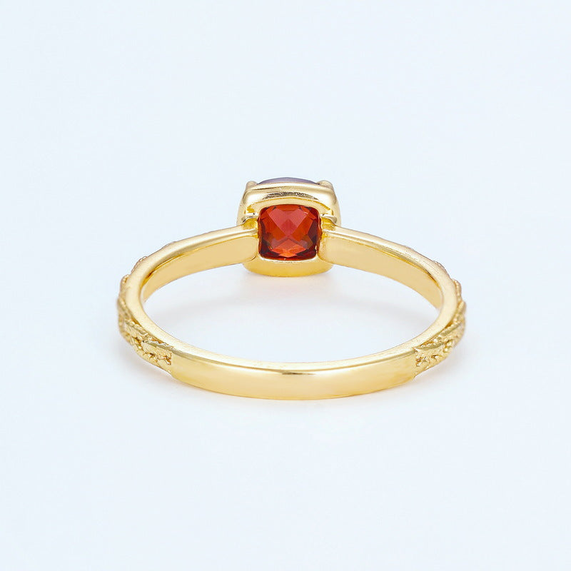 Garnet-Red Solitaire Ring