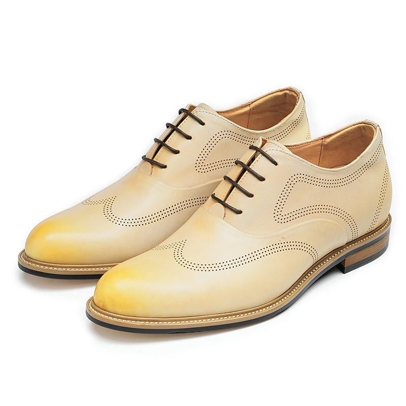 Men’s Beige Calfskin Wingtip Oxford Shoes, picture 4 of 6