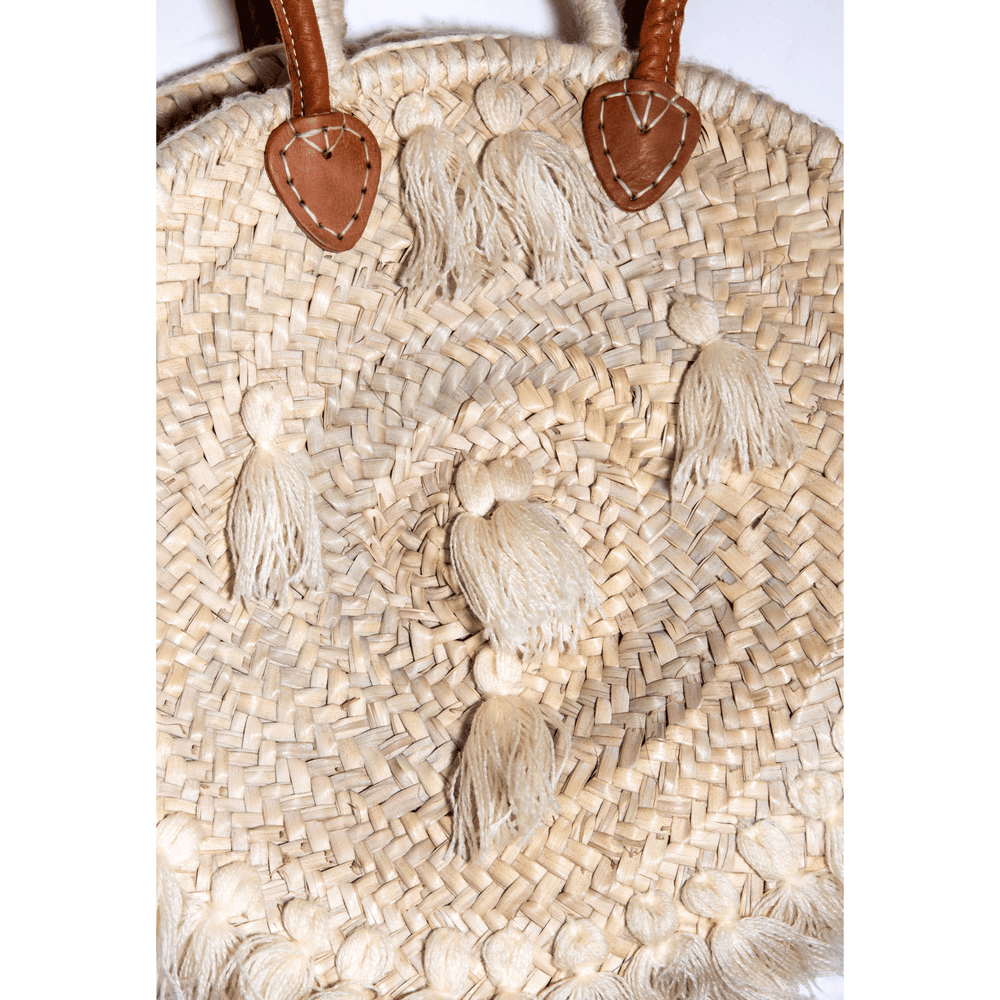 Portrait Raffia Bag with Leather Straps