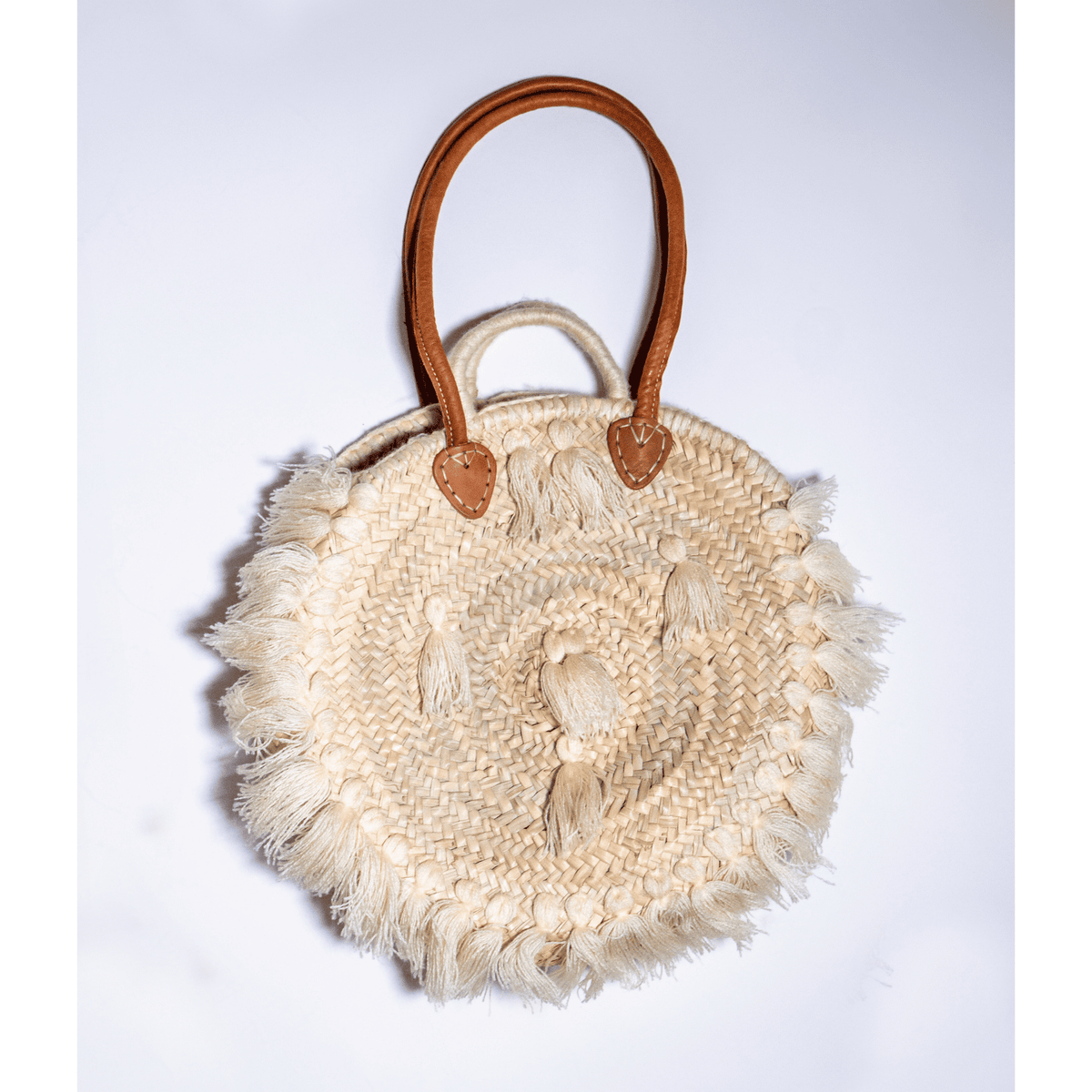 Portrait Raffia Bag with Leather Straps, picture 2 of 6