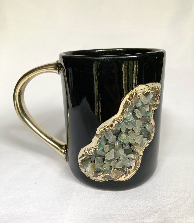 Wave Black Ceramic Mugs with Crystal Teardrop, 12 oz, picture 8 of 8