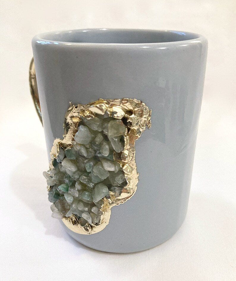 Wave Gray Ceramic Mugs with Crystal Teardrop, 12 oz, picture 4 of 8