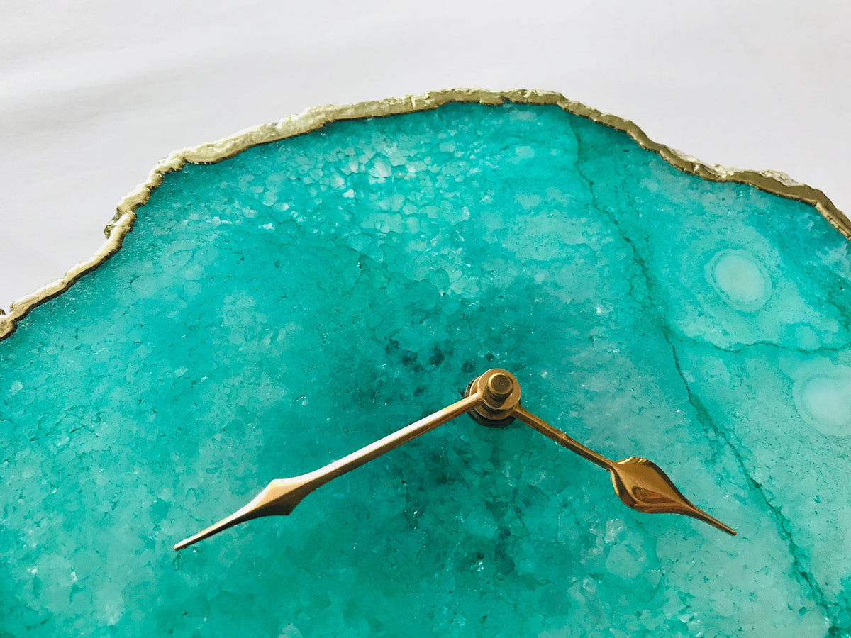 Aqua Agate Natural Edge Desk Clock, 6 x 7 Inch, picture 6 of 6