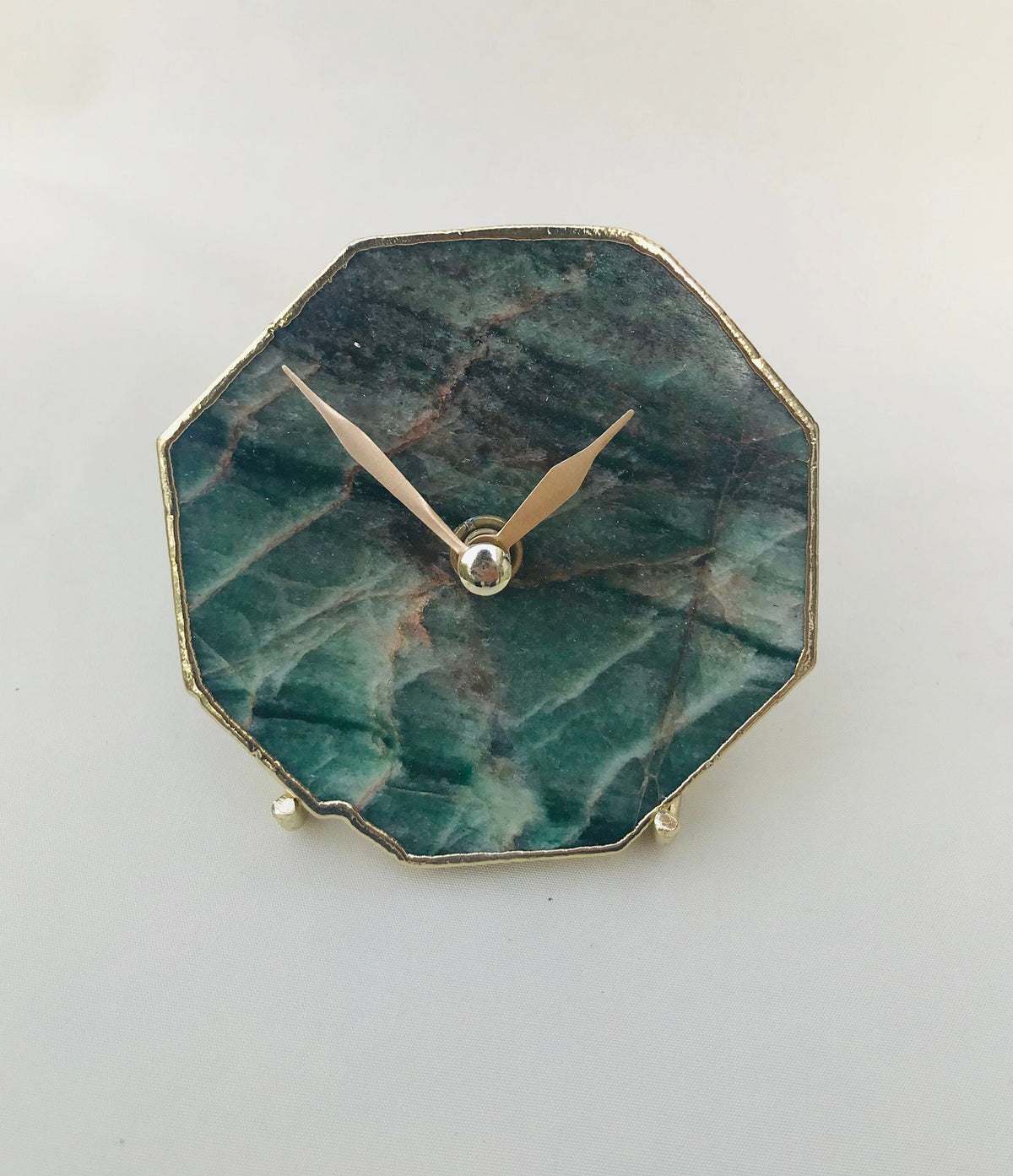 Sage Green Aventurine Octagon Desk Clock, 4 Inch, picture 2 of 6