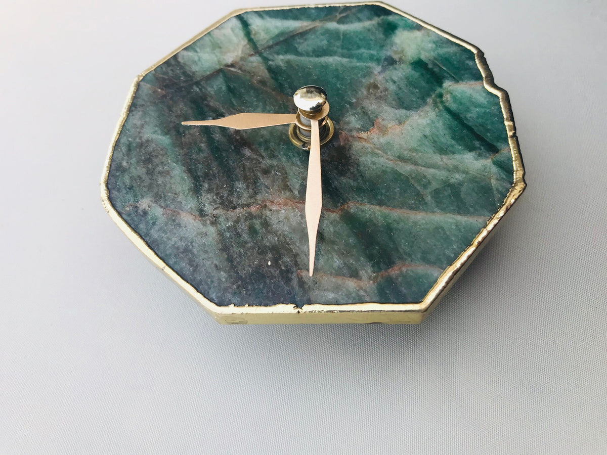 Sage Green Aventurine Octagon Desk Clock, 4 Inch, picture 6 of 6