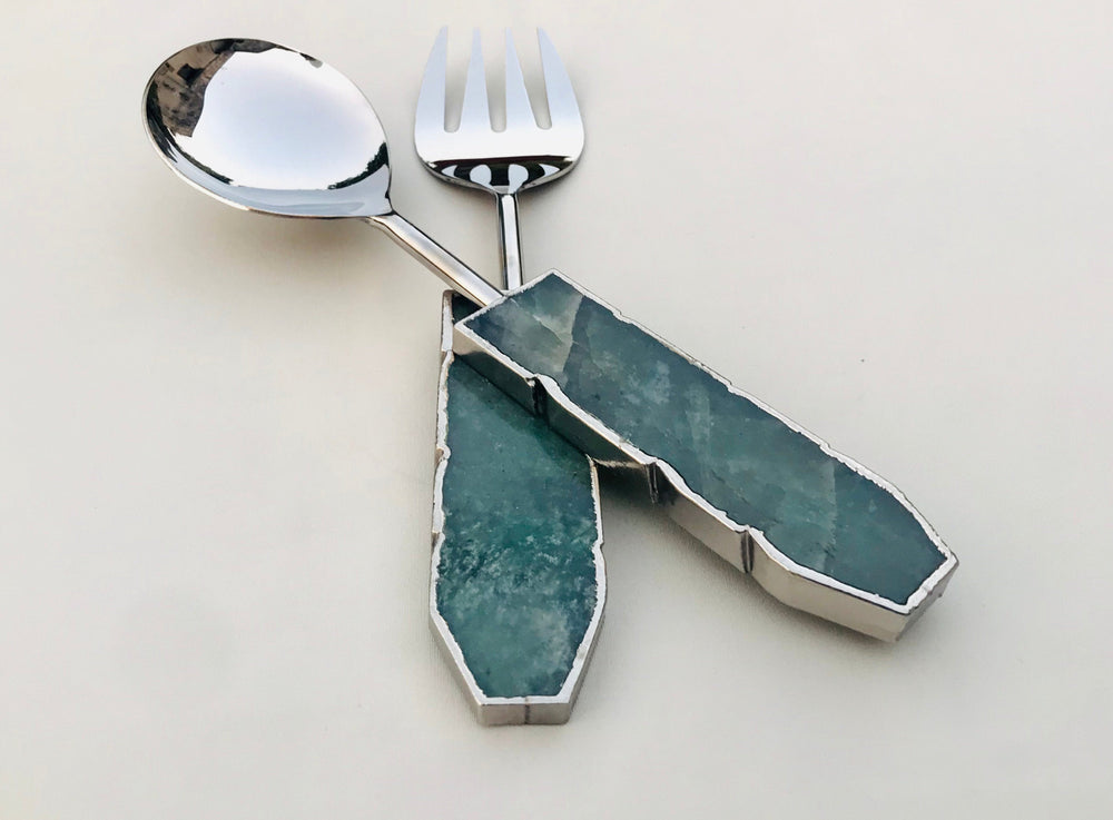 Green Agate Salad Servers-3