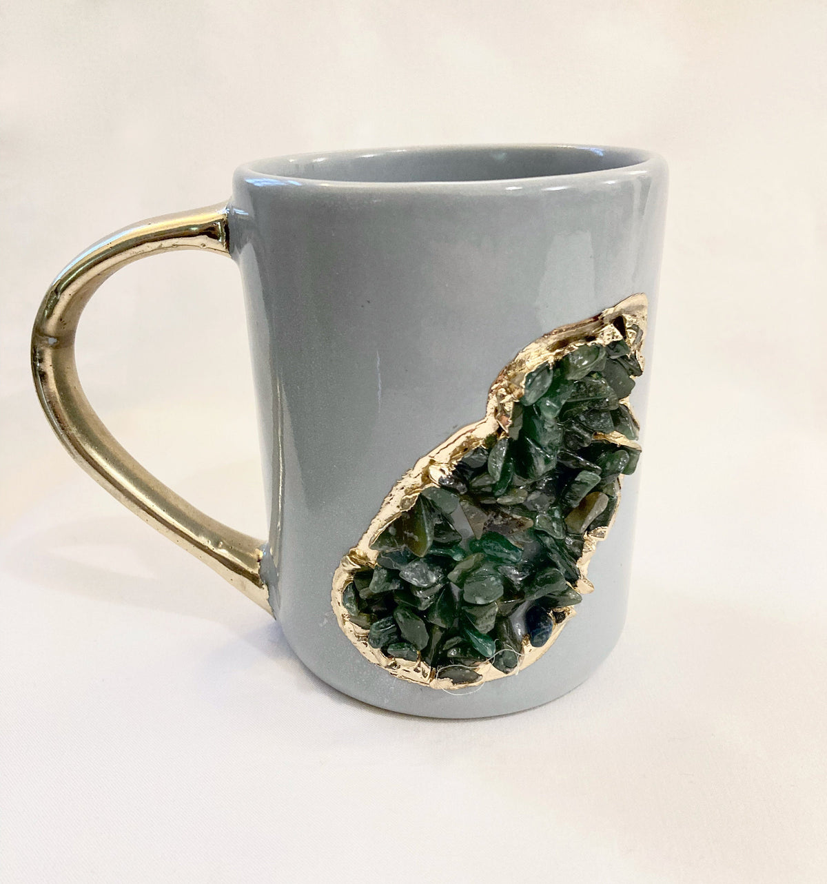 Wave Gray Ceramic Mugs with Crystal Teardrop, 12 oz, picture 8 of 8