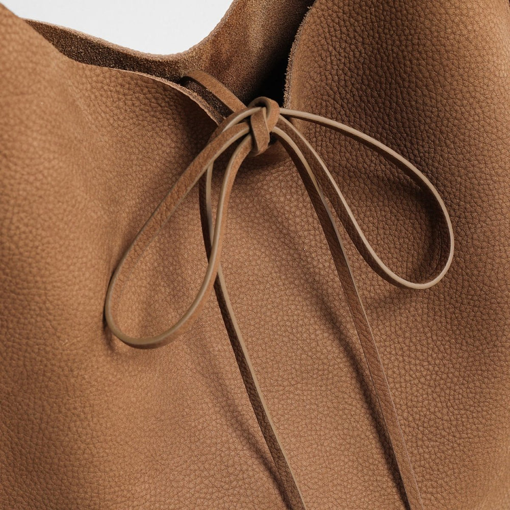 Large Leather Drawstring Tote Bag