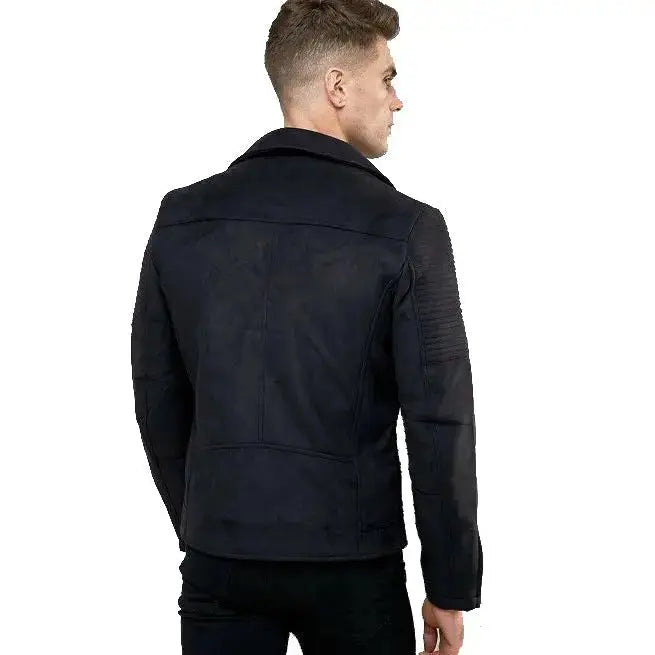 Men’s Black Suede Leather Motorcycle Jacket, picture 5 of 5