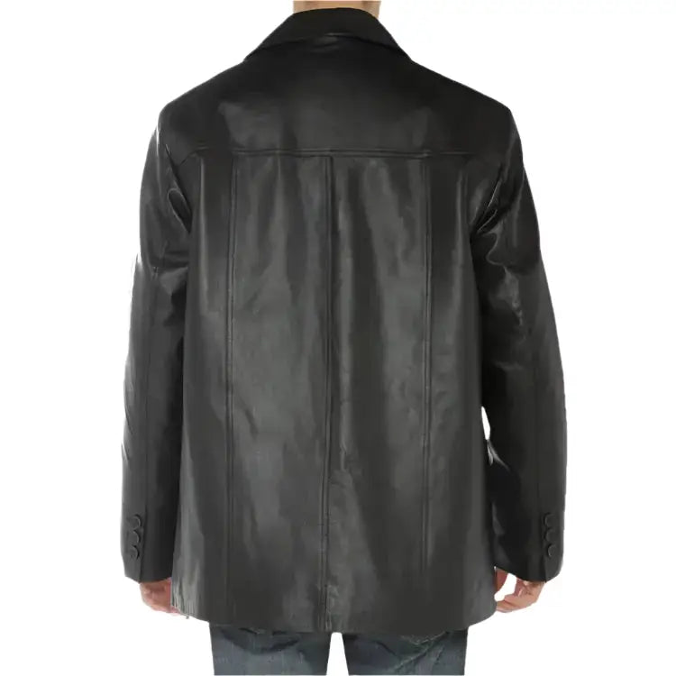 Men’s Black Lambskin Leather Overcoat
