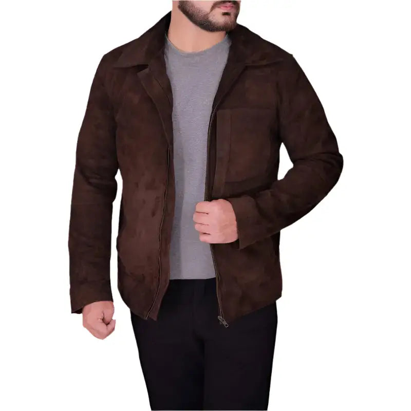 جاكيت رجالي، شامواه بني داكن