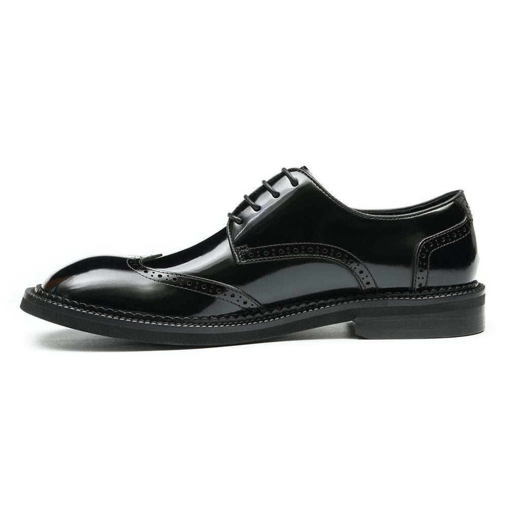 Men’s Glossy Calfskin Brogue Derby Shoes