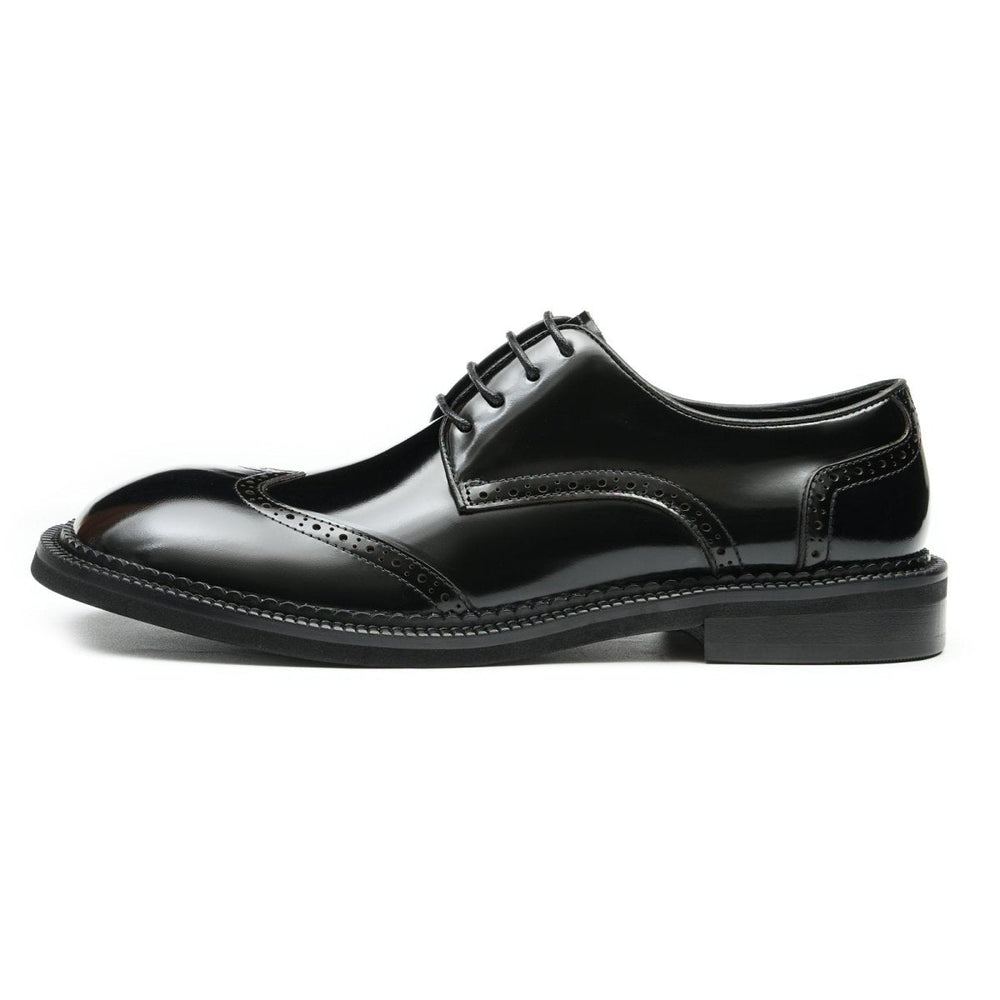 Men’s Glossy Calfskin Brogue Derby Shoes