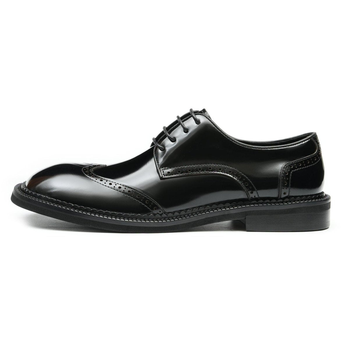 Men’s Glossy Calfskin Brogue Derby Shoes, picture 2 of 8