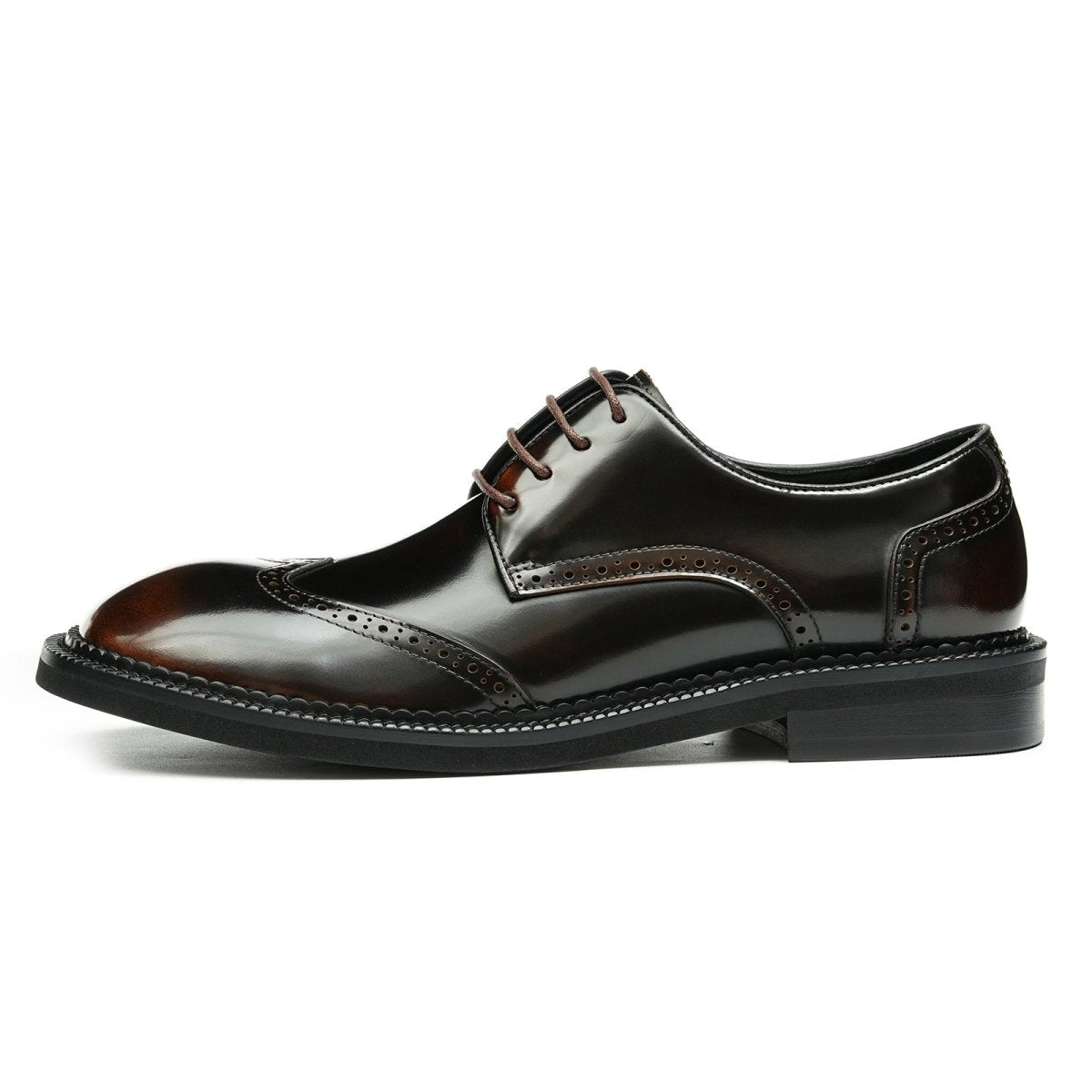 Men’s Glossy Calfskin Brogue Derby Shoes, picture 7 of 8