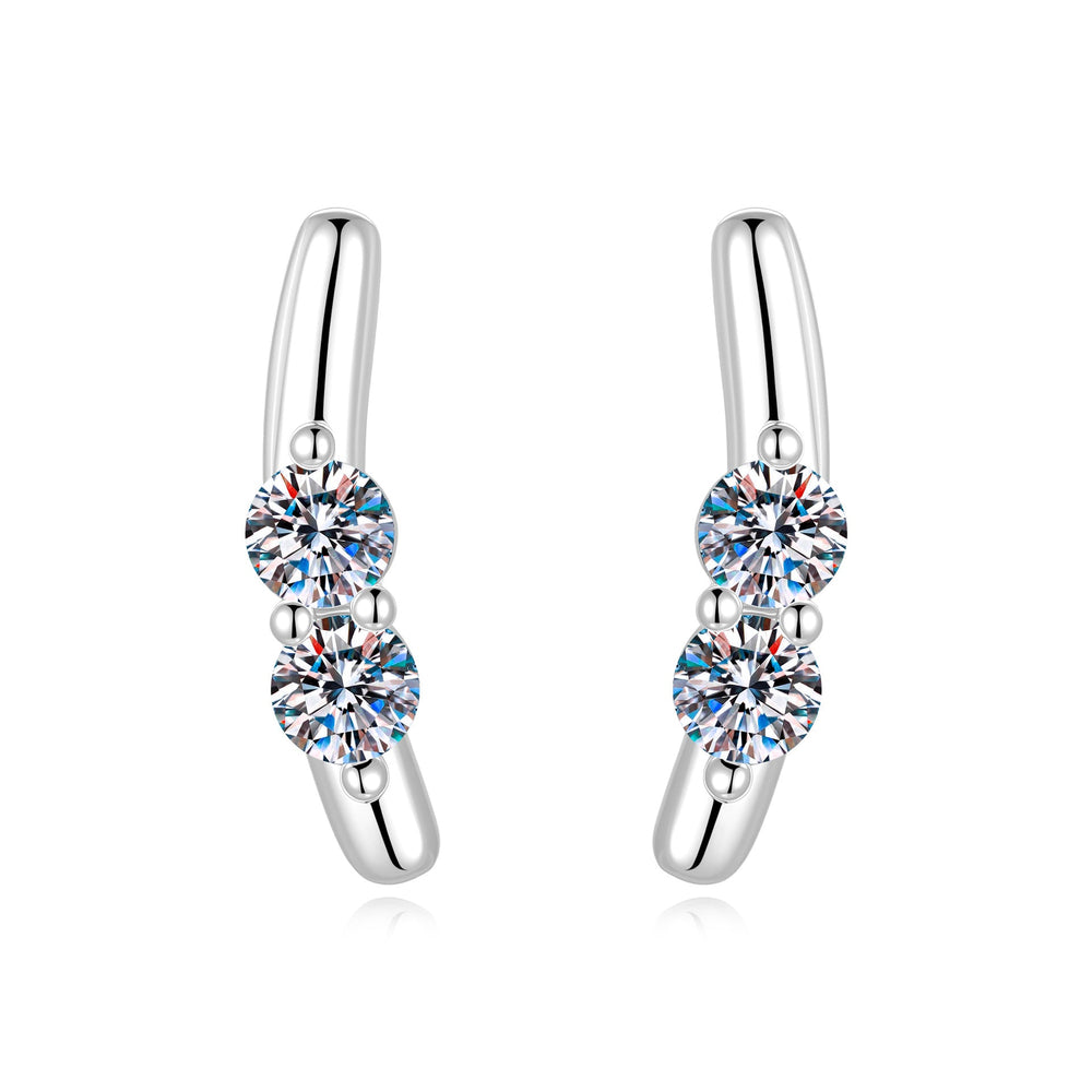 Moissanite Curved Bar Stud Earrings