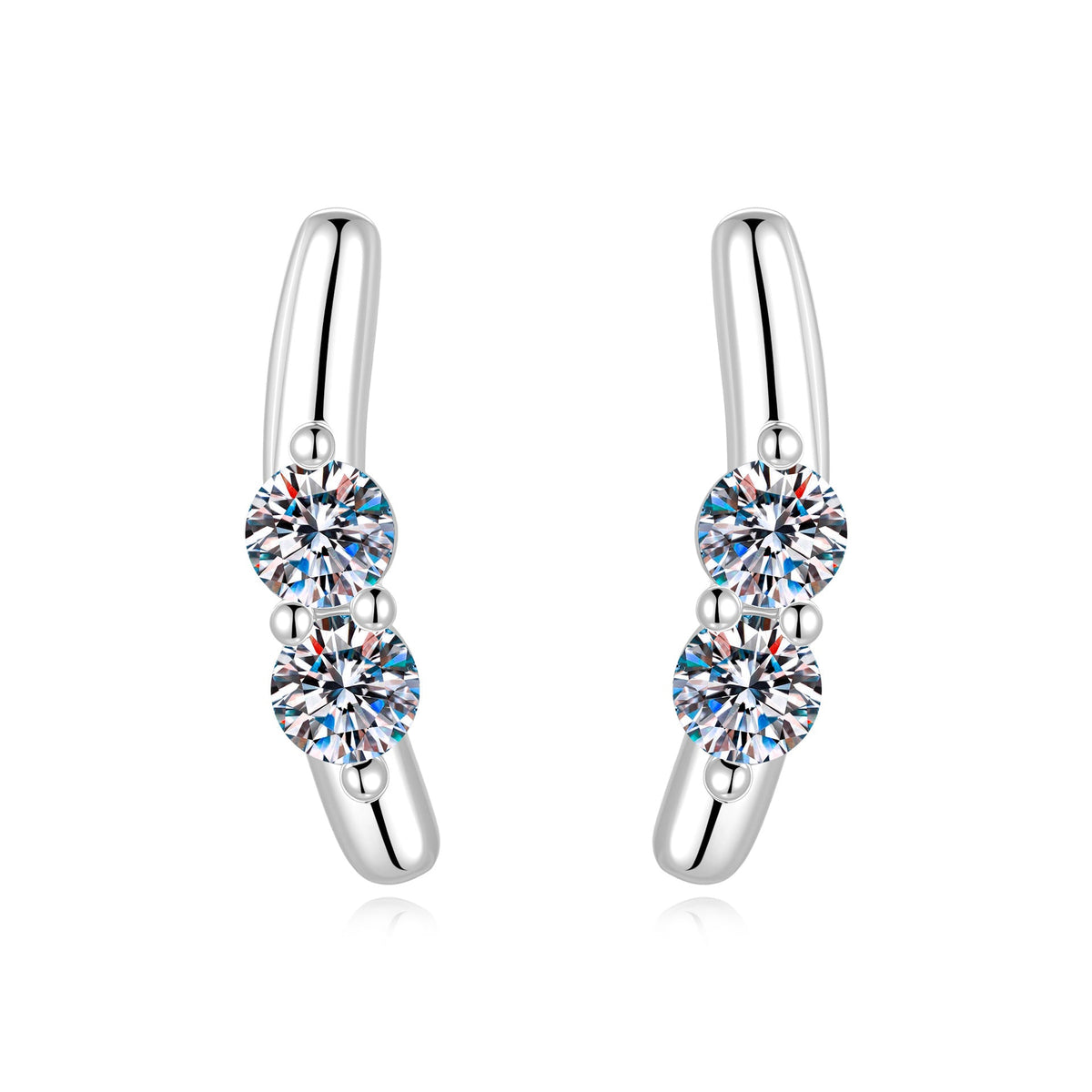 Moissanite Curved Bar Stud Earrings, picture 2 of 5