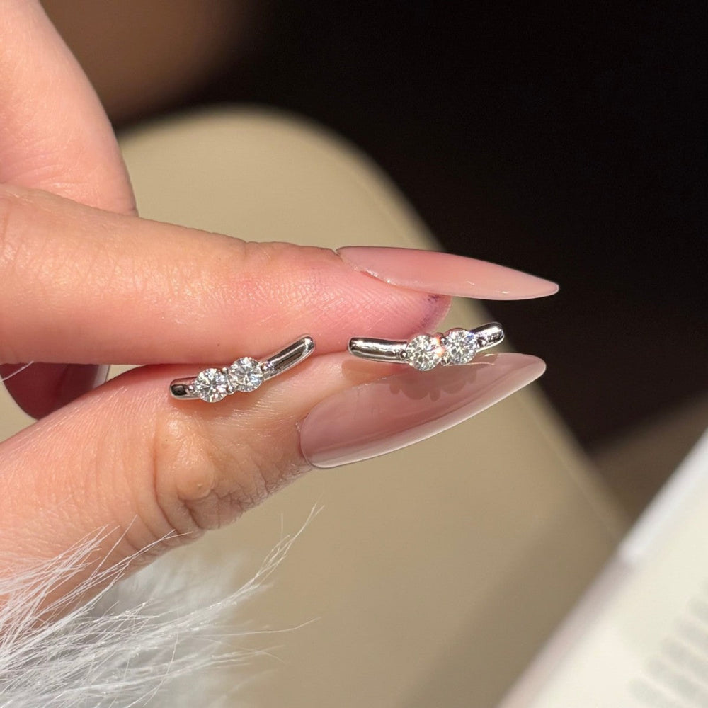 Moissanite Curved Bar Stud Earrings