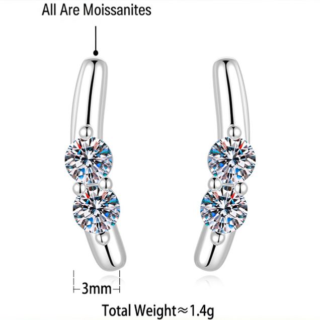 Moissanite Curved Bar Stud Earrings