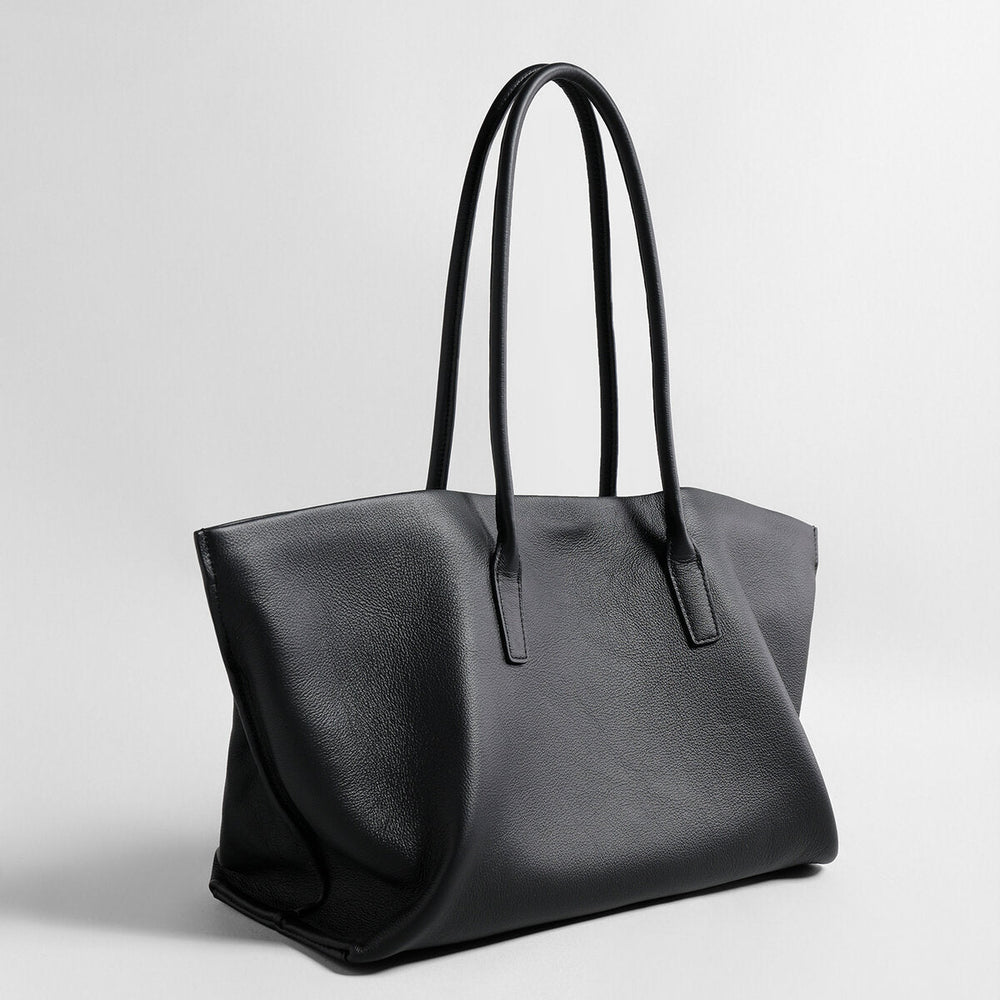 Pebbled Leather Wing Tote Bag