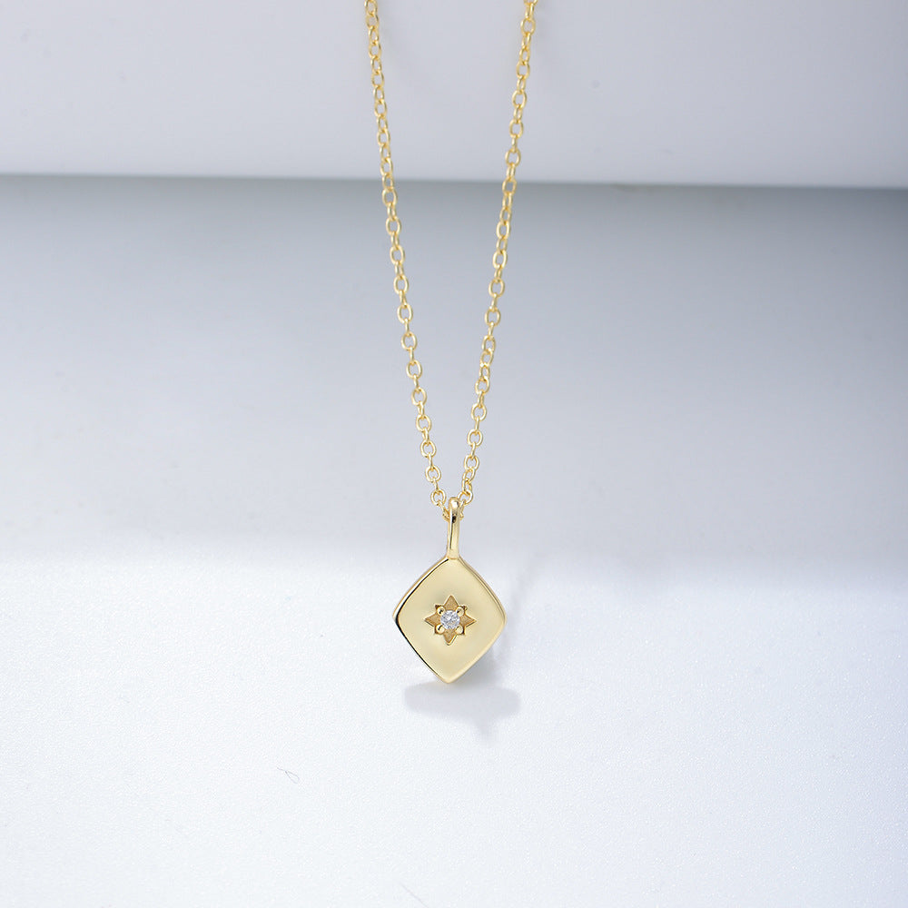 Glossy Mini Zircon Pendant Necklace