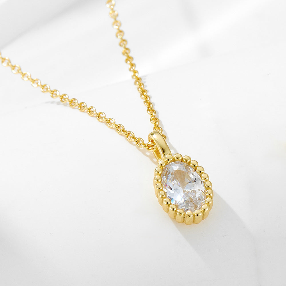 Oval Zircon Pendant Necklace, picture 3 of 4