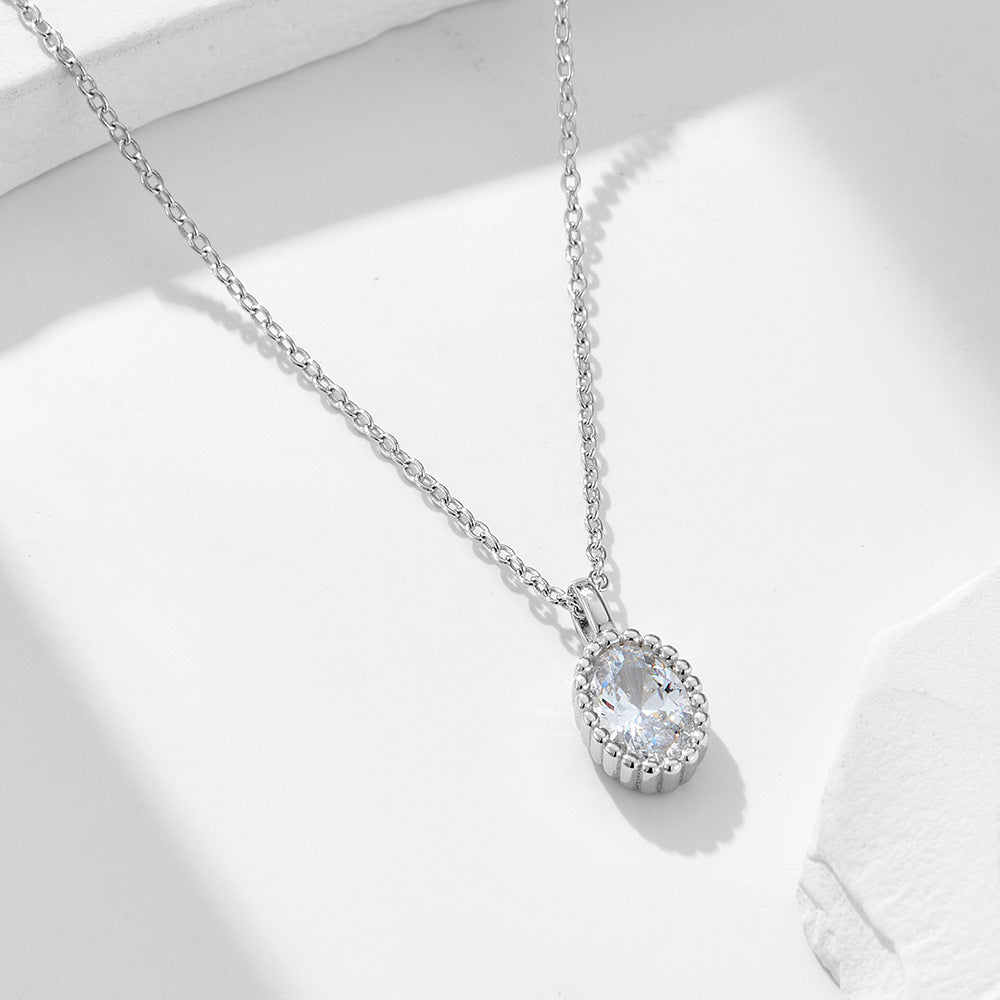 Oval Zircon Pendant Necklace, picture 1 of 4